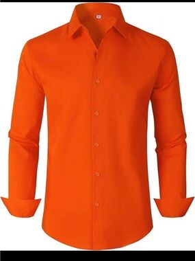NWT Men's Orange Relaxed Fit Button Down - XL